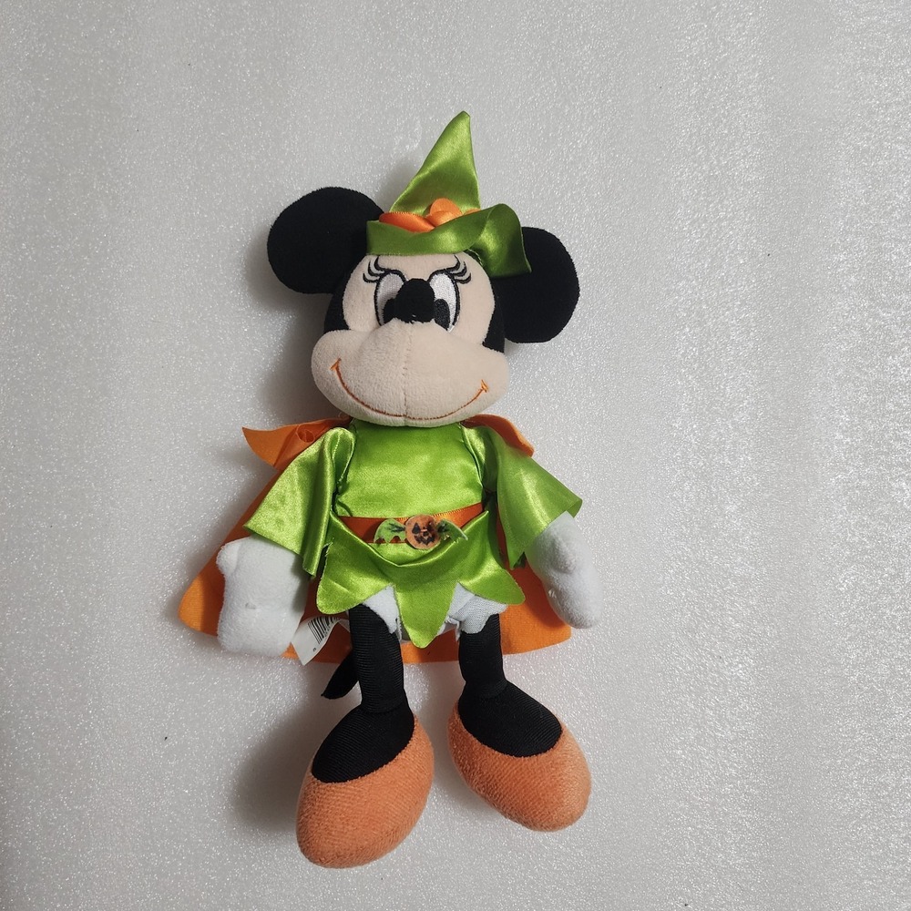 Disney Just Play Minnie Mouse Halloween Orange & Green Plush Doll Toy 10"